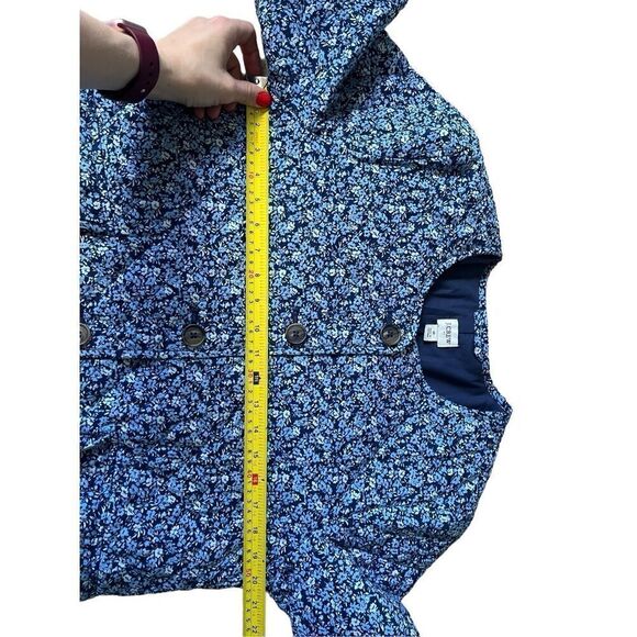J. Crew Factory Blue Floral Quilted Button Front Jacket size 8 - Picture 5 of 10
